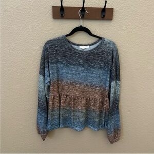 Farmers Market Peplum Sweater Stripe Ombré Fall Winter Romantic Long Sleeve